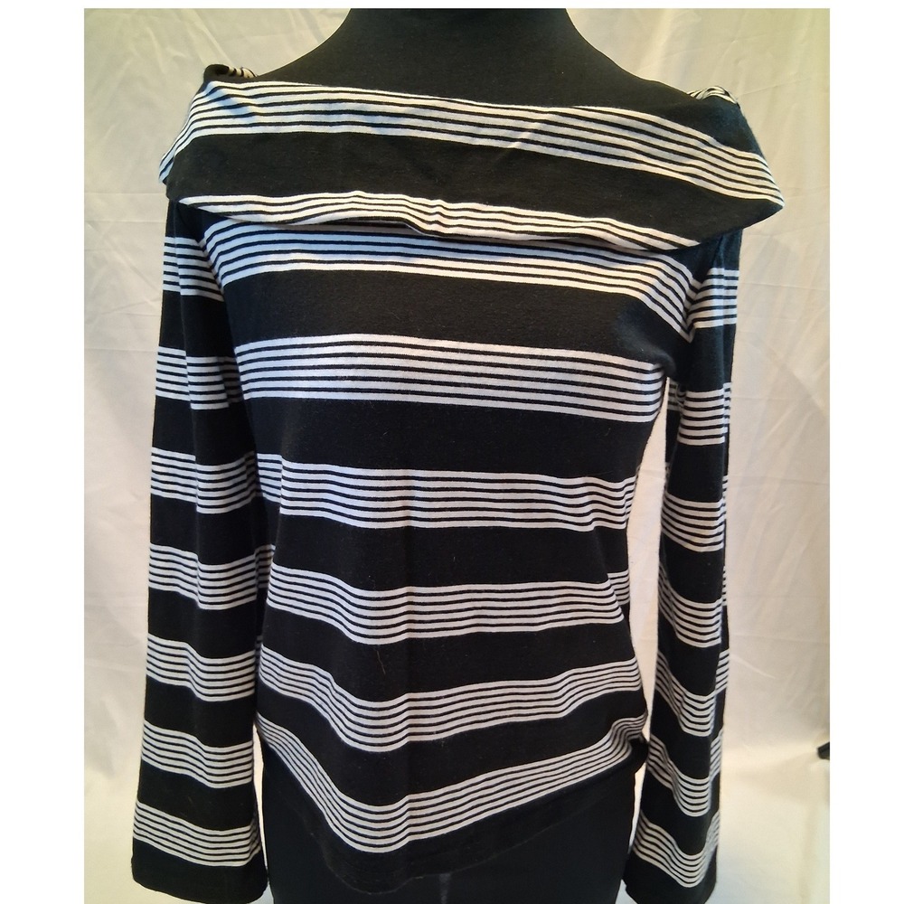 Fiorlini International Striped Off Shoulder Foldover Neckline Top Y2K Small